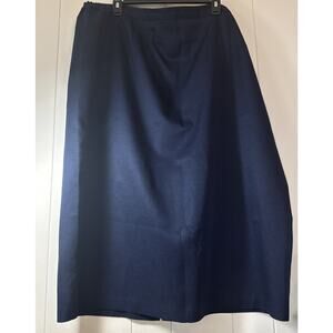 Maggie Barnes - Versatile Navy Knit Pull-On Long A-Line Skirt - Women's V9